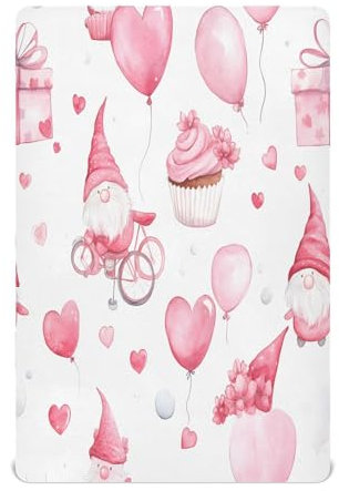 Ttgoth Sábana Bajera Ajustable para Cuna para niños y niñas, sábana de Punto Jersey para Cuna de bebé, día de San Valentín, sábana para Cuna estándar y colchón de Cama Infantil, acogedora, Suave,