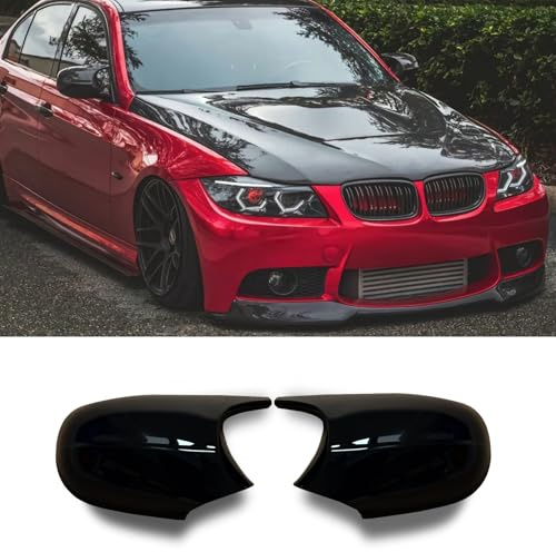 Hengjiayao 1 Paar Spiegelkappen für BMW E81 E82 E87 E88 E90 E91 E92 E93 LCI | Abdeckung Seitenspiegelgehäuse Rückspiegel E90 E91 2009-2011 E92 E93 2010-2013 Glanz Schwarz Nicht für M3 M1