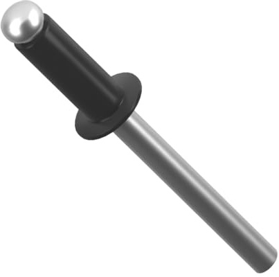 4.8mm x 10mm Jet Black Painted Colour Blind Pop Rivet Dome Head Aluminium/Steel Shaft ISO 15977 RAL 9005 (Pack of 20) - N11A 4.8x10_20
