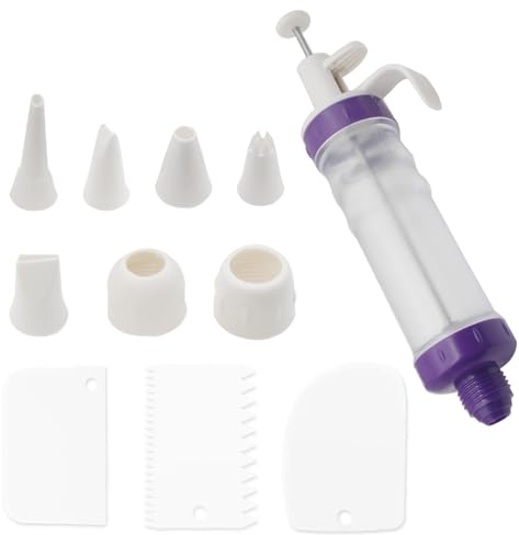 OZXNO 11 Pcs Icing Gun for Cake Decorating Plastic Dessert Decorating Syringe Set White Cupcake Frosting Filling Injector for Baking Lover