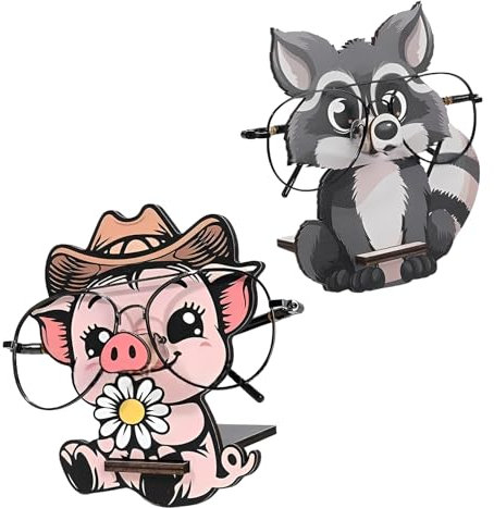 Bootoow Brillenhalter Aus Holz, 2 Stück Tier-Brillenhalter,Kreativer Tier-Brillenhalter Brillenständer, Brillenablage Aus Holz, Sonnenbrillen Halter Für Zuhause, Schreibtisch, Dekoration, Zubehör