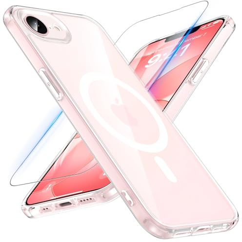 Kuaguozhe Coque pour iPhone 17e/iPhone 16e 2026 avec Verre Trempé, Compatible avec MagSafe, Magnétique Coque Antichoc Étui de Protection Housse Case pour iPhone 17e/iPhone 16e 6.1 (Transparent)