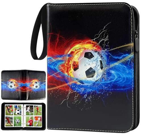 Fussball Karten Sammelalbum 400 mit Reißverschluss & verstärkten Metallringen – Sammelkarten Album für Fußballkarten – Geschenk für Fußballfans