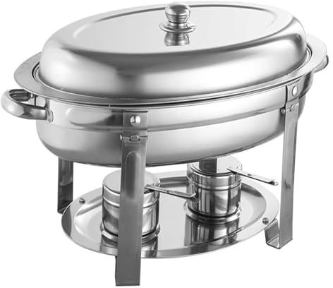 MPMPM Calentador de Catering Redondo de tamaño Completo/Servidor Rectangular con Bandeja for Comida, Bandeja for Agua, Tapa, Marco y Soporte for Combustible.