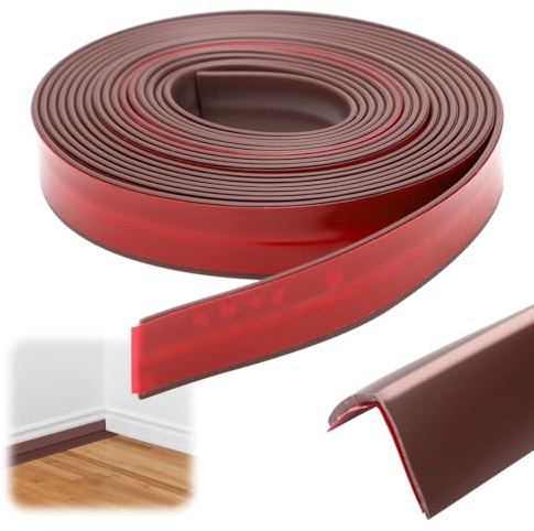 Plinthe de protection autocollante - Flexible et imperméable - Facile à découper - Pour portes, fenêtres, murs, cuisine, carrelage, idéal pour le bricolage (marron, 1 x 1 cm x 8 m)