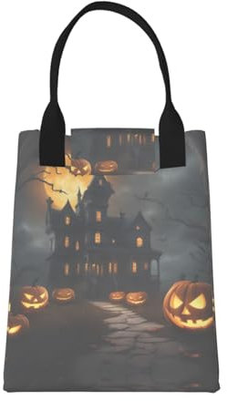 JIUTY Bolsa de almuerzo de terror de Halloween, lonchera para mujeres y hombres, bolsa de papel para sándwich para oficina, trabajo, picnic