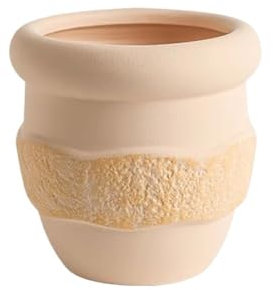NexaGeniX flowerpots Yellow Round Plant Pot Ceramic Flower Pots, with Drainage Holes and Saucers Tray Small Planters, for Balcony Living Room Bedroom Windowsill ceramic plant pots(Small)