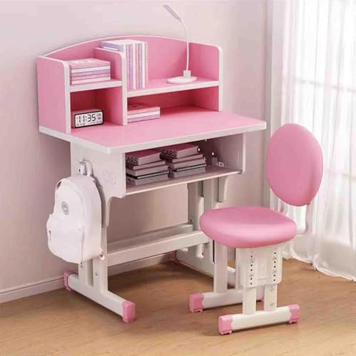 Höhenverstellbarer Schreibtisch Mit Stuhl Zeichentisch Mit Anschluss、schublade Multifunktionstisch Mit Verstellbarem Stuhl, Pink