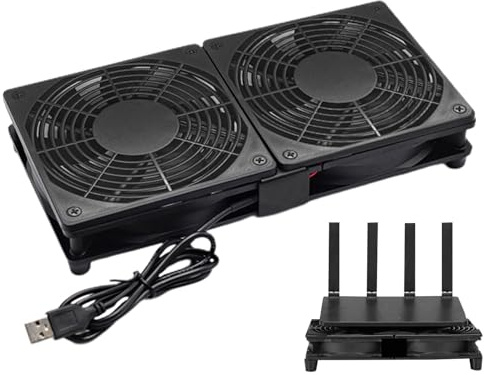 Ventilateur pour routeur - Boîtier portable cool et efficace - Ventilateur de bureau silencieux - Système haute performance avec circulation pour cabinet d'ordinateur - Modem TV Box Console Ther