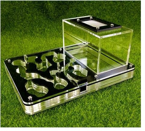 AMYSTY Ameisenfarm für Erwachsene Acryl-Ameisenfarm, Kreative Ameisennestfarm, Weckt Interesse An Der Wissenschaft, Ameisenburg Ameisen Terrarium(Black)