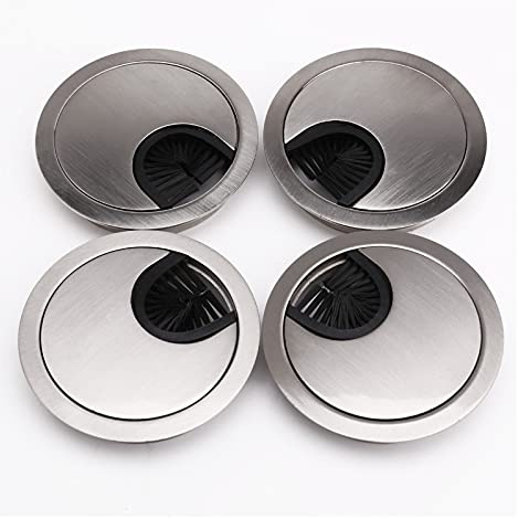 DLZFUDTY Passacavi,Pasacables Escritorio Grometa Redonda de Cromo de Metal de 68 mm - Cable de Escritorio Tidy Insert PC Wire Hole - para Escritorio, escritorios, Oficina - Conjunto de 4