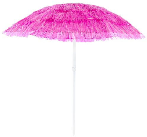 ZOLTA Hawaii Sonnenschirm Höhe 180cm Strand Gartenschirm Tropisch UV-Schutz Faltbar Dekoschirm Regenfest Stabil Exotischer Parasol mit Stahlgestell Balkon Terrasse Camping Rosa
