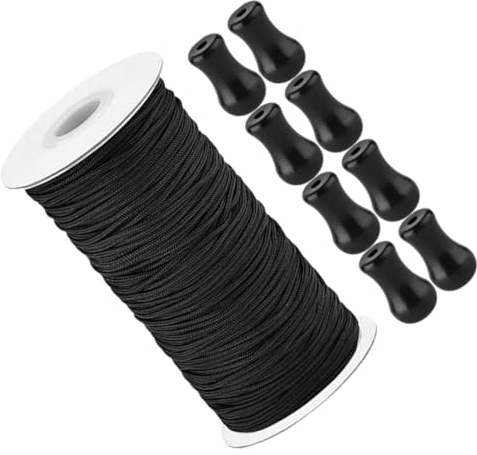 BAZEITFLOW Cordones para Persianas con Pomo de Madera Negra de Metros Accesorios para Estores y Recambios de Ventanas Oscilobatientes para Persianas Enrollables y Cortinas Minimalistas