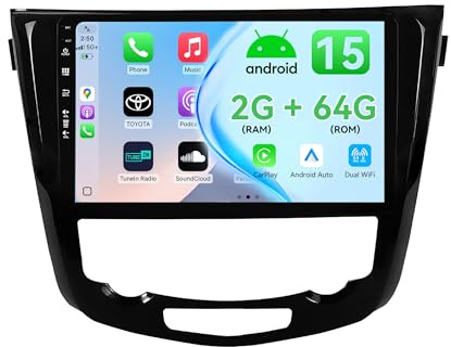 MSD 10.1 Pollice 2G+64G Autoradio Per Nissan X-Trail Qashqai J11 Rouge 2014-2018 | Android 15 GPS Navigation Radio | Carplay Android Auto Volant WiFi DAB Bluetooth Mirror link | Telecamera | 2 Din