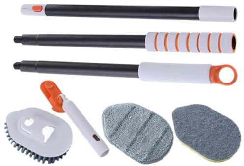 VINTORKY Spazzola Pulizia Piastrelle con Manico Estensibile Multifunzione per Fessure Bagno e Pavimenti Spazzolone Duro per Fughe Angoli e Superfici Dure Adatta Cucina e Garage
