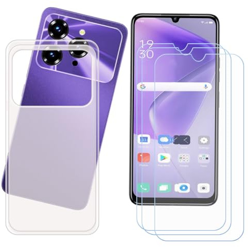 CongJiaLingXi Funda para Oukitel C6 (6.8) + Screen Protector, Translúcido Suave Silicona Caso + [3 Piezas] Cristal Templado Film Vidrio.