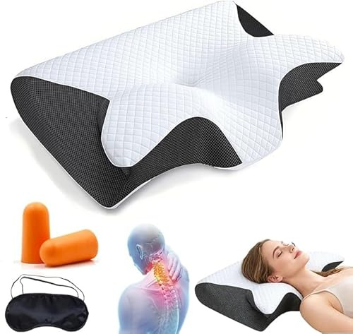 Générique Oreiller Ergo Apnée du Sommeil, Oreiller Anti Ronflement Et Apnée Positionnelle, Coussin Ergonomique Cervical Mémoire De Forme pour Dormeurs De Côté (Noir)