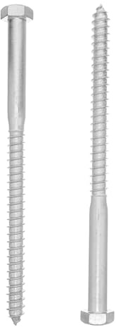 OSOLADY Lot de 2 vis à bois à tête hexagonale : vis à bois galvanisées robustes, boulons à tête hexagonale - Taille M16x250 pour charpentes en, et structures extérieures