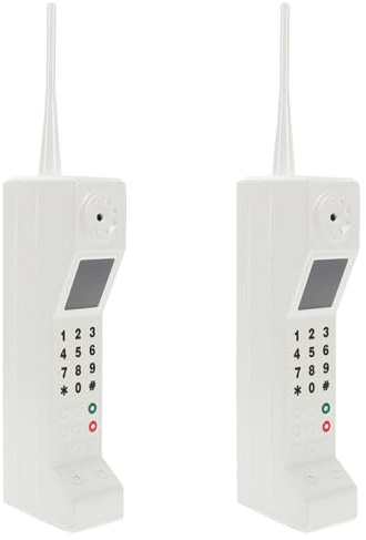 minkissy Telefono retrò Vintage in Ferro Bianco 2 Pezzi Design Realistico e Utilizzo Versatile per Decorazioni da Ufficio ed Esposizioni
