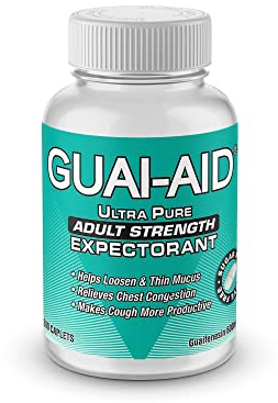 GUAI-AID 200 600mg Guaifenesin Caplets “for All-Day Everyday Mucus Relief” Controls phlegm, Cough, Chest Congestion, colds & flu.