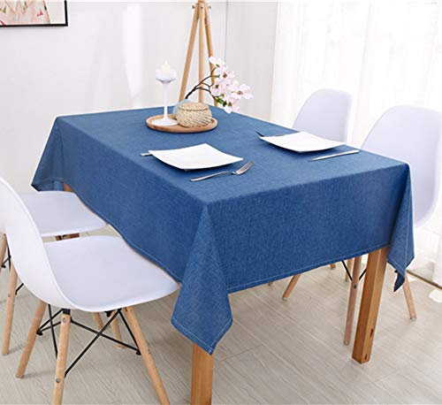 Naturer Tischdecke Tischtuch Tischläufer Tischwäsche Uni einfarbig Leinentischdecke Blau 110x170cm Wasserabweisend