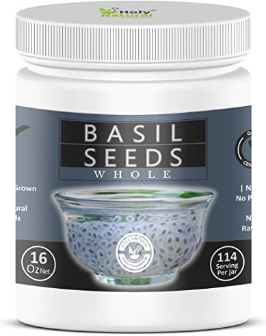 Basil Seeds – 16 Oz/ 1 Lbs I Edible Basil Seeds, Sabja/Tukmaria/Falooda Seeds I Rich in Fiber I Act as Natural Body Coolant