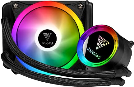 GAMDIAS CHIONE E2-120 LITE 2 Refrigeracion Liquida PC, RGB 120 Radiador, Ventiladores GAMDIAS PWM de 120mm, Bomba Estilo Espejo para AMD Intel/AMD Ryzen