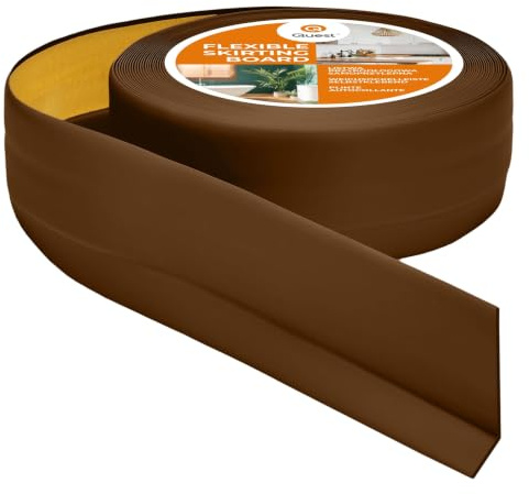 Quest Weichsockelleiste PVC 50x20 mm selbstklebend - Dunkelbraun, 5 m | Flexible Knickleiste & Abschlussleiste, für Küche, Bad & Wohnraum, Montage ohne Bohren, schmutzabweisend