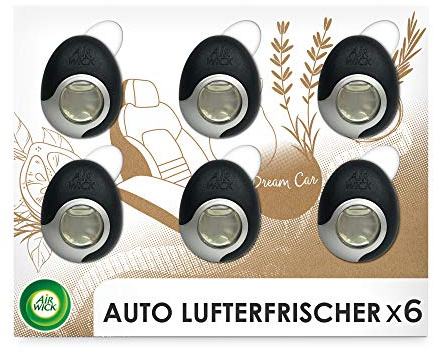 Air Wick Auto-Lufterfrischer – Duftspender für das Auto gegen unangenehmen Geruch – Duft: Holz und Leder, 6er Megapack