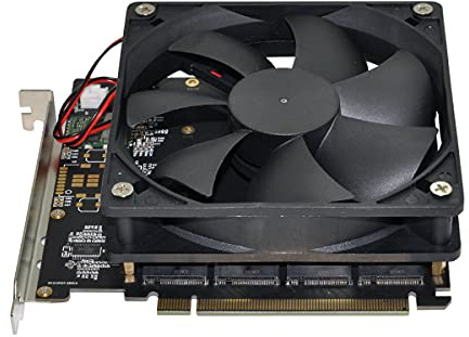 Xiwai 4 x NVME M.2 AHCI auf PCI-E Express 3.0 Gen3 X16 Raid-Karte mit Lüfter VROC Raid0 Hyper Adapter