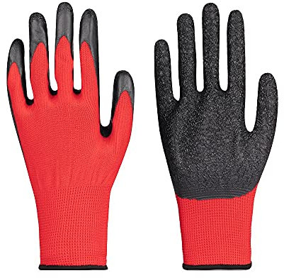FUFU Mittens 12 Pairs Touch Screen Garden Gloves Nitrile Foam Process Breathable Wear-resistant Unisex Work Gloves (Color : Red)