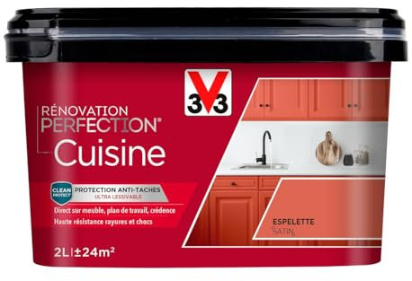 V33 Peinture de rénovation cuisine, Rénovation perfection Espelette satin 2L