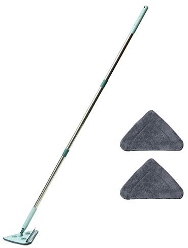 Balai à Franges Triangulaire réglable Rotatif à 180 °, serpillère Nettoyage, serpillère télescopique Multifonction pour Murs – Utilisé pour Nettoyer Le Verre et Le Plafond (Bleu)