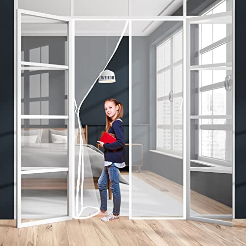 Zanzariera Magnetica per Porte,Anti Zanzare Calamite Tenda 110 x 260 cm Chiusura Automatica Tenda Anti Zanzare Insetti Impedendo Agli Insetti Di Entrare per Bambini E Animali Domestici - Bianco A