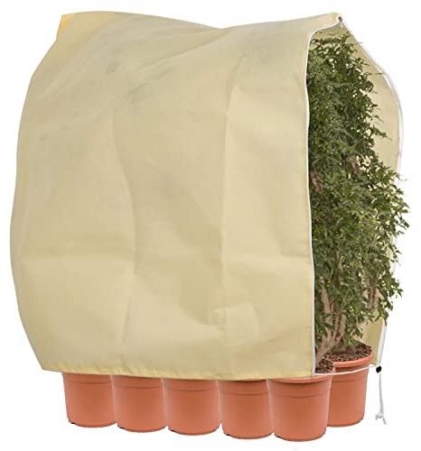 DEWUR 100g/m² Winterschutz Vlieshaube groß XXXL H:350cm, L:250cm Winterschutz für Kübelpflanzen Frostschutz Jutesack für Palmen Olive