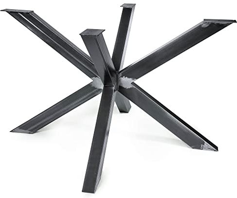 Magnetic Mobel Tischgestell Atal Tischbeine Kreuzgestell Tischkufen Stahl Metall Esstisch Schreibtisch Konferenztisch - Für Glastischplatten (Industrial (Klarlack), 120x120 cm)