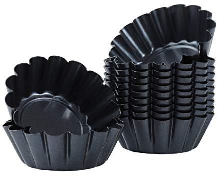Healeved 24PCS Egg Tart Molds Mini Tart Pans Pie Tin Tartlet Pan Cupcake Cookie Pudding Muffin Baking Cups Cooking Molds for Pies, Cheese Cakes, Desserts, Quiche (2.55x1.77x1.26in)
