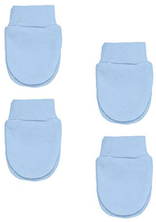 Soft Touch 4 Pairs Premature Baby Anti Scratch Mittens with Wrist Cuffs Tiny Mittens Blue Pink & White (Blue)