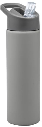 Smash Trinkflasche aus Edelstahl mit Trinkdeckel und Strohhalm, Grau, 750 ml