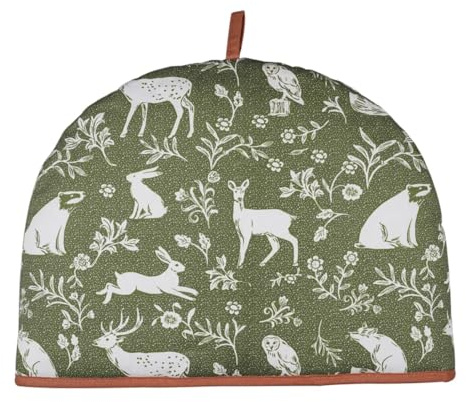 Ulster Weavers Teewärmer, Waldtiere, 35 x 35 cm, 100% Baumwolle, Stövchen mit Kaninchen und Hirsch, Wald-Teewärmer, Waldgeschenke, Küchenzubehör, Waldteewärmer in Grün