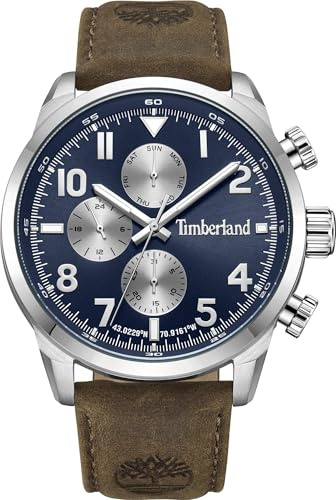 Timberland Henniker Ii Herren Armbanduhr mit einem Band aus Leder, Farbe: Braun, Maße: 46X53mm, TDWGF0009501
