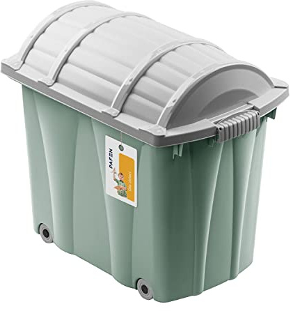 PAFEN Piraten Spielzeugkiste 62l mit Rollen - Schatzkiste 58 x 51 x 37,5cm - Spielzeugbehälter mit Deckel Aufbewahrungsbox für Kinder Ordnungsbox, Grün