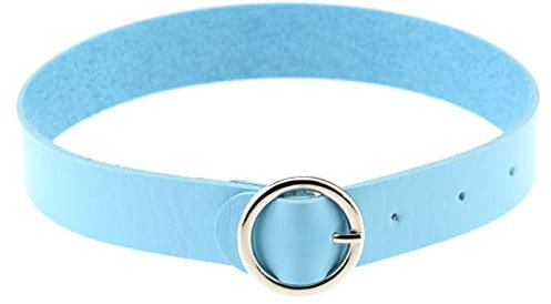 Gualiy Damen Halskette Choker, Leder Halsband Kette Choker Damen mit Silber Kreis Gotisch Halskette Choker 41cm Tatto Choker Halsband