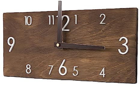 Reloj Creativo De Madera Reloj De Pared Silencioso Rectangular Reloj De Pared De Madera De Estilo Chino Simple para Cocina Sala De Estar Oficina Hogar JardíN Al Aire Libre