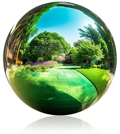 Mageeki 30,5 cm große Edelstahl-Kugel, Gartenbeobachtungskugel, Spiegelkugel, polierte glänzende Kugel für Garten, Hof, Outdoor, Schwimmbad-Dekoration (grün)