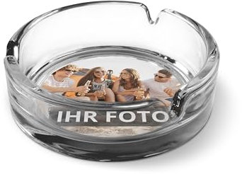 PrintPlanet® - Personalisierter Aschenbecher mit Foto– Glas-Aschenbecher selbst gestalten (Klein)