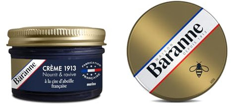 Baranne - Crème Cirage MARINE - Cire D'Abeille Française - Entretien Chaussure Cuir - Ravive Les Couleurs, Nourrit et Assouplit - Soin en profondeur et Brillance Longue Durée - Pommadier 50mL