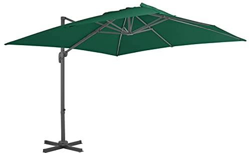 ARKEM Ampelschirm mit Aluminium-Mast Grün 300x300 cm Sonnenschirm SchutzhüLle Ampelschirm