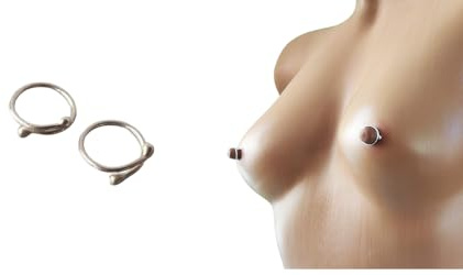Handgefertigter Brustschmuck. Fake Brustwarzenpiercing Sterling Silber