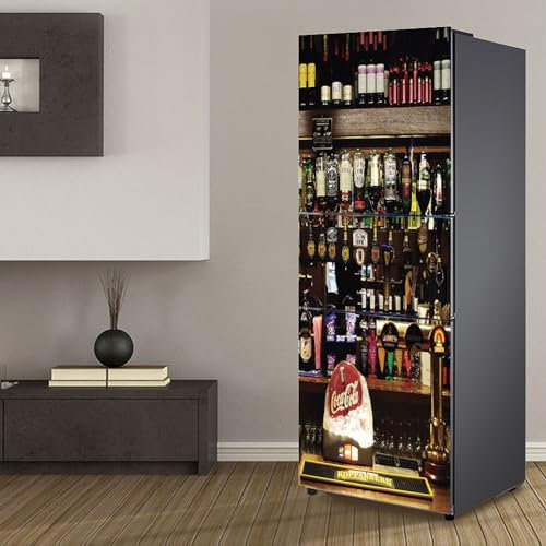 Fridge Wraps Kitchen Fridge Stickers Cover Full Doors, Fridge Sticker Full Covering Door Fridge Covers Skins Wall Stickers for Kitchen Decal, Bar Beer bar Counter Wine
